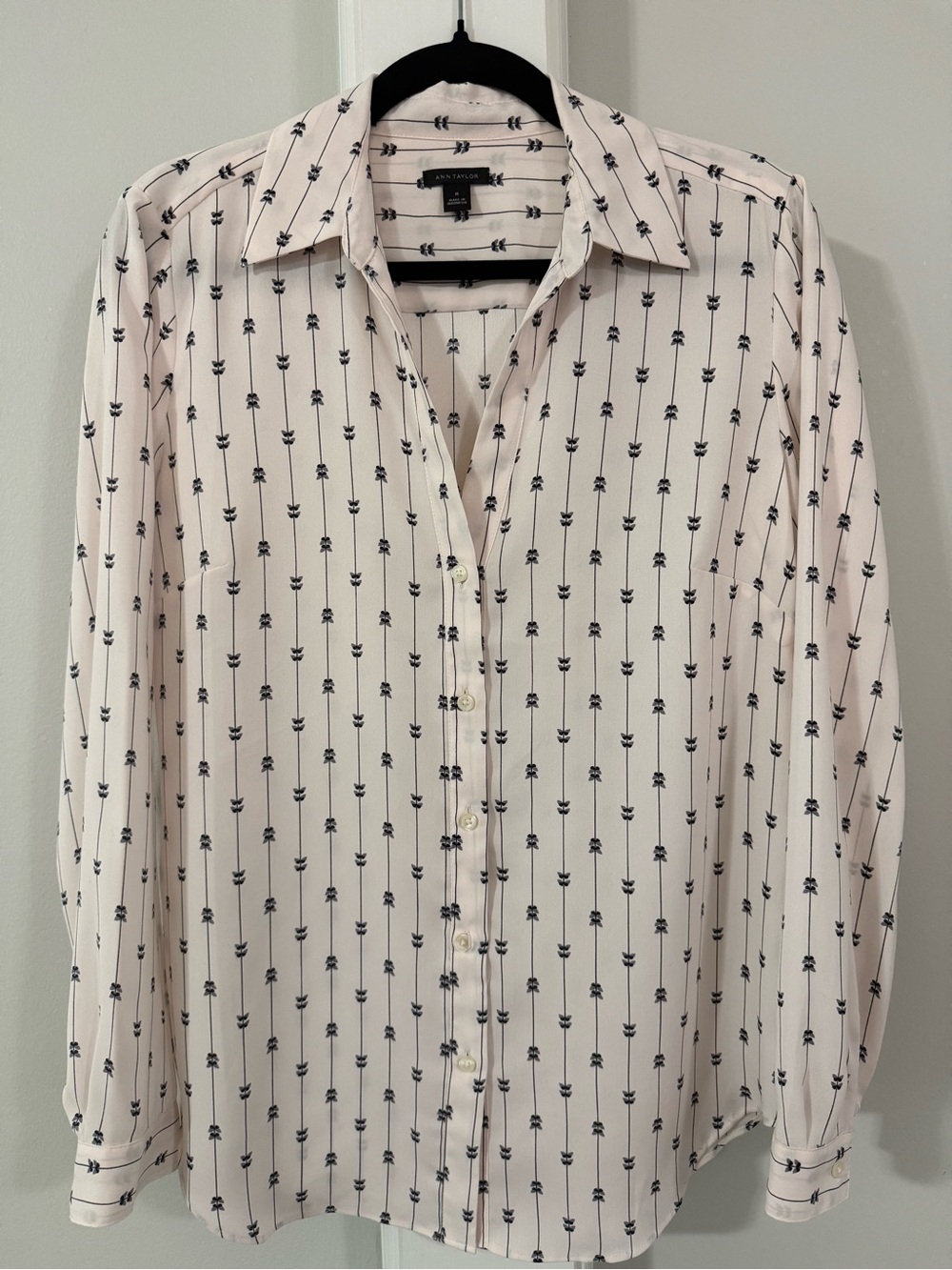Ann Taylor Button-Down Shirt with Butterfly/Moth Print